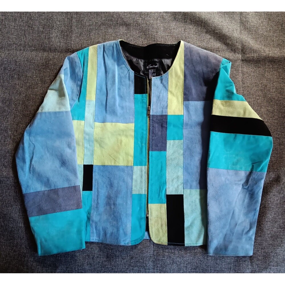Jacket Large Vintage Womens Karen Arnold Suede Sexy Classic Block Design